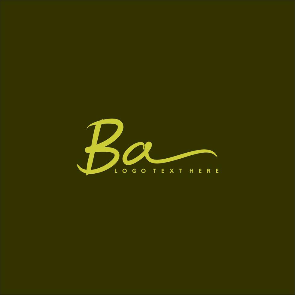 logotipo de ba, logotipo de letra de ba dibujado a mano, logotipo de firma de ba, logotipo creativo de ba, logotipo de monograma de ba vector