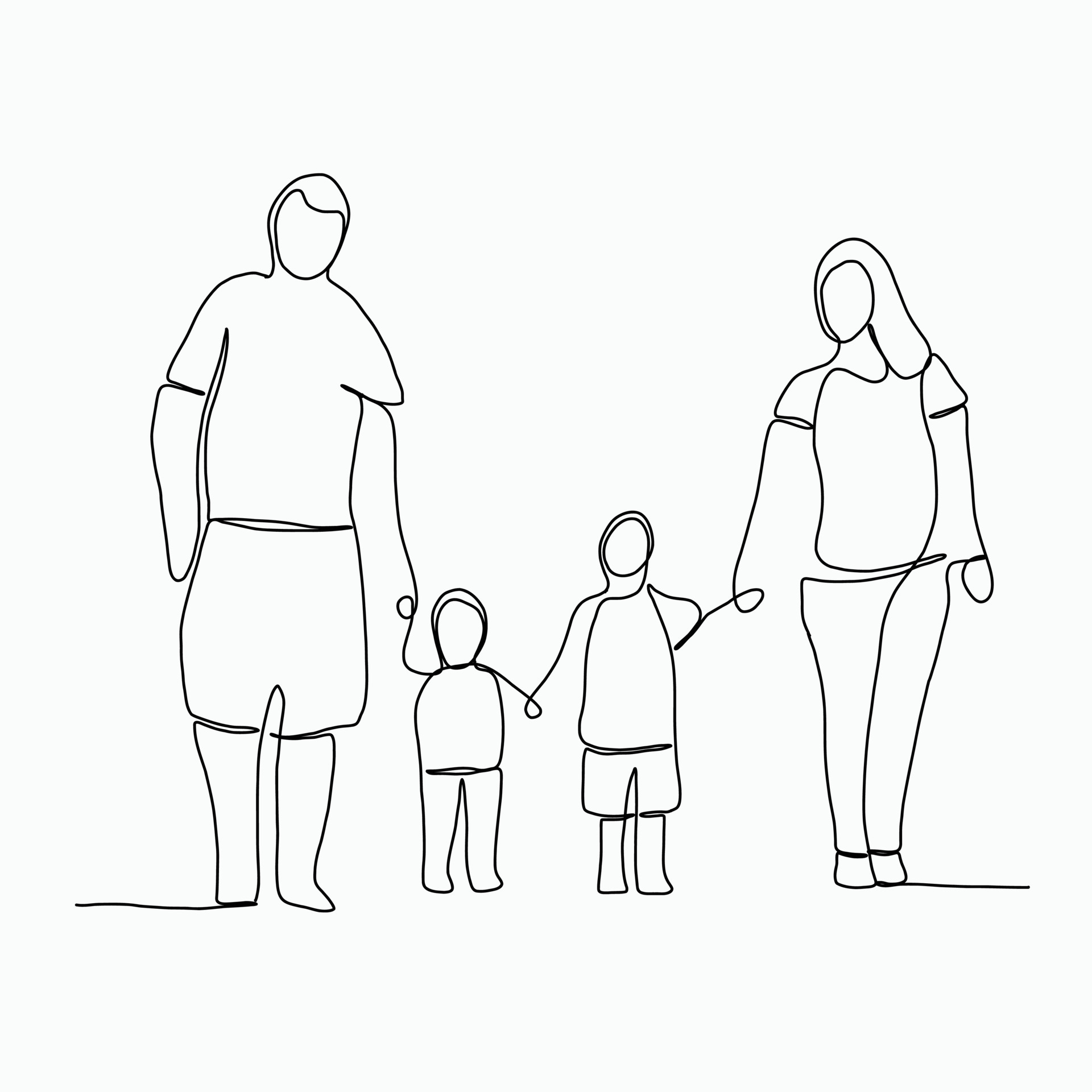 doodle-continuous-line-freehand-drawing-of-a-family-15629184-vector