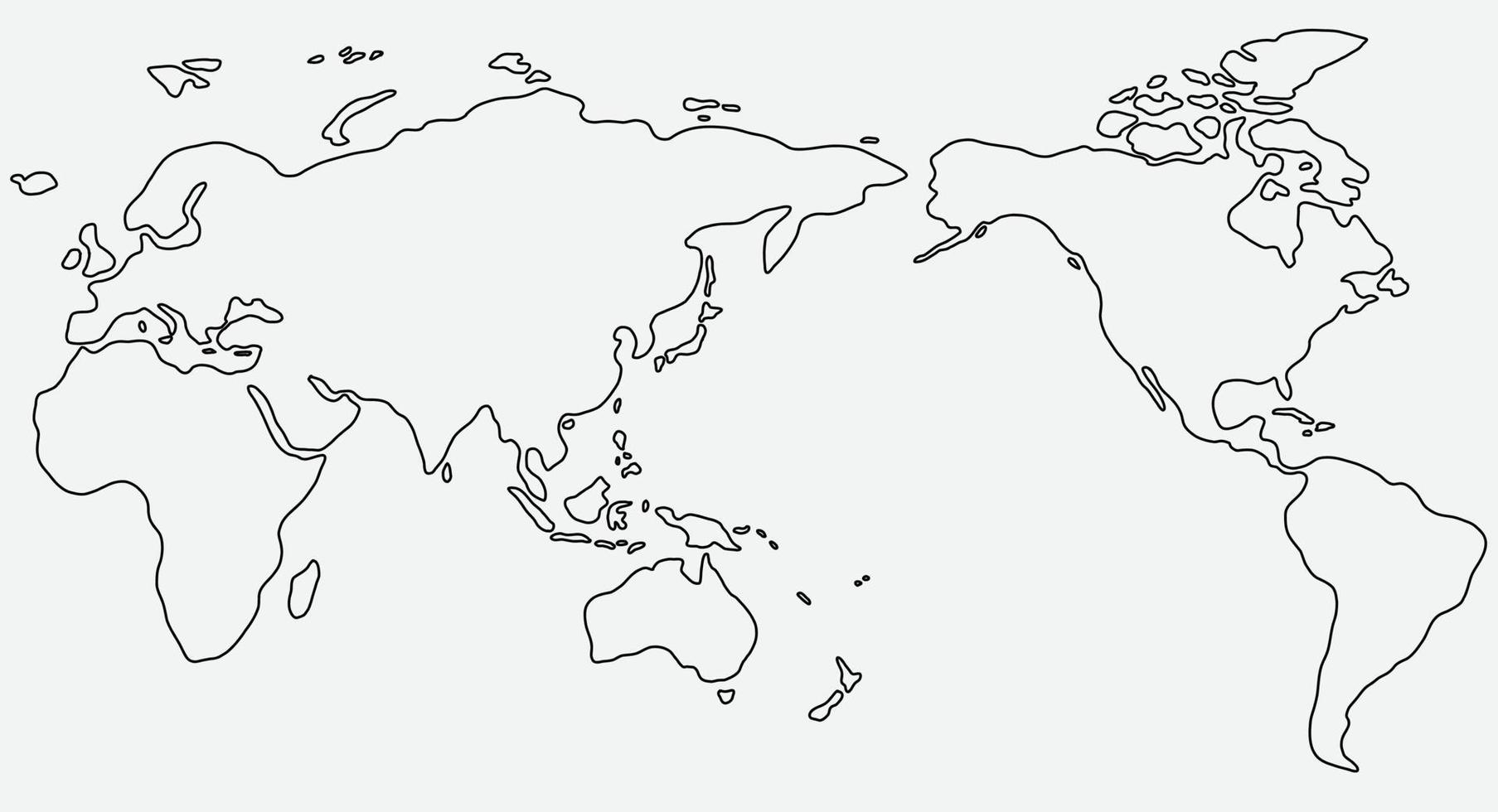 Bosquejo del mapa del mundo a mano alzada sobre fondo blanco. vector