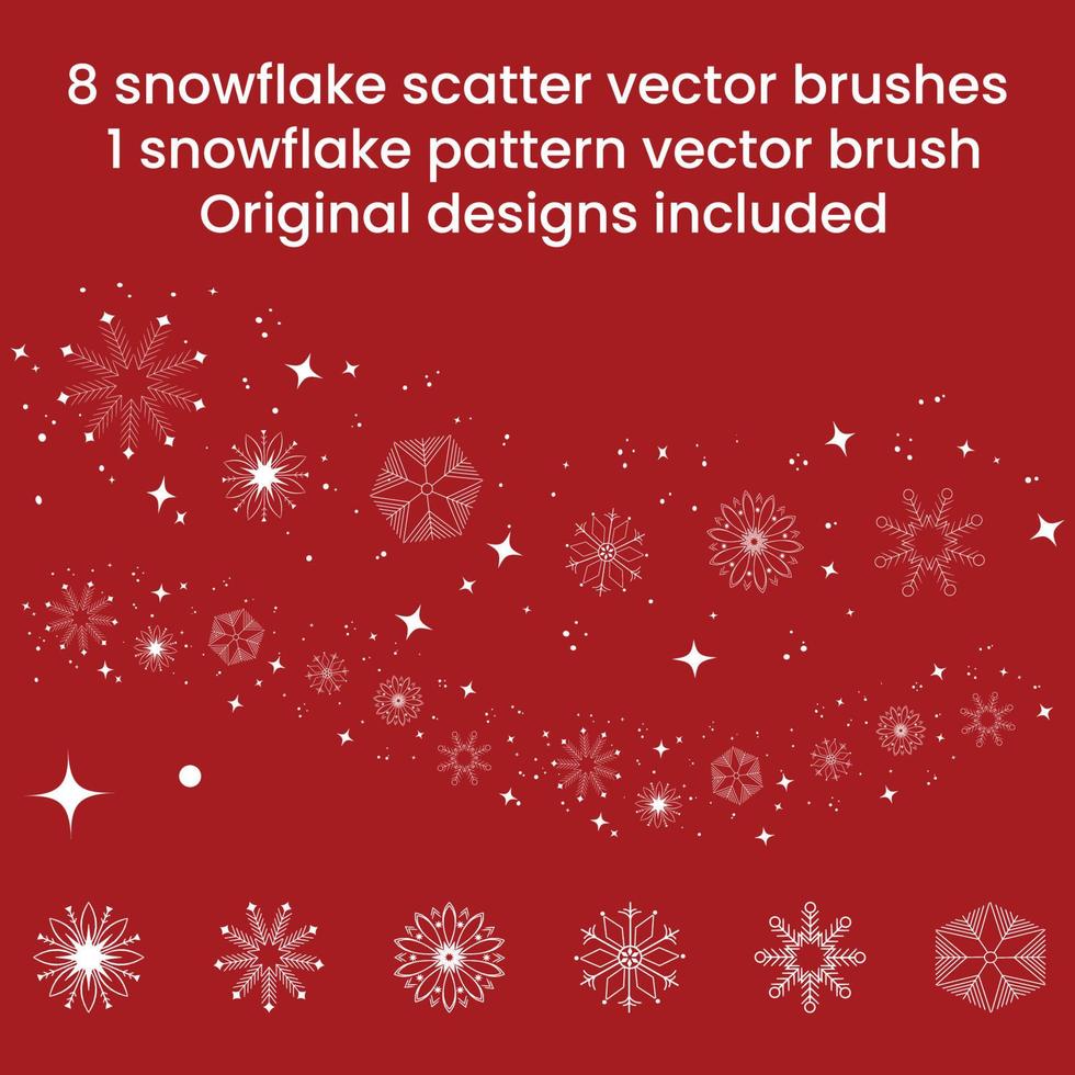 Vector snowflake scatter and snowflake pattern brushes
