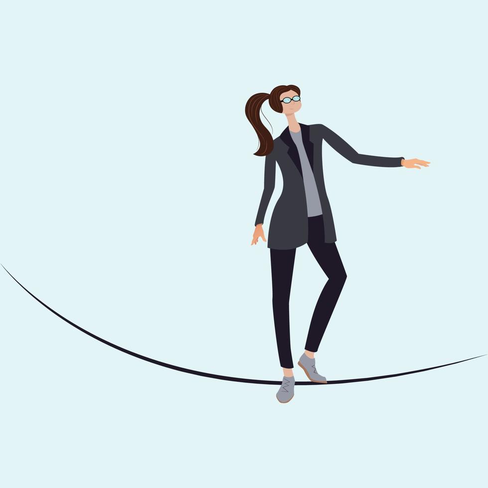 Walking the tightrope vector illustration graphic