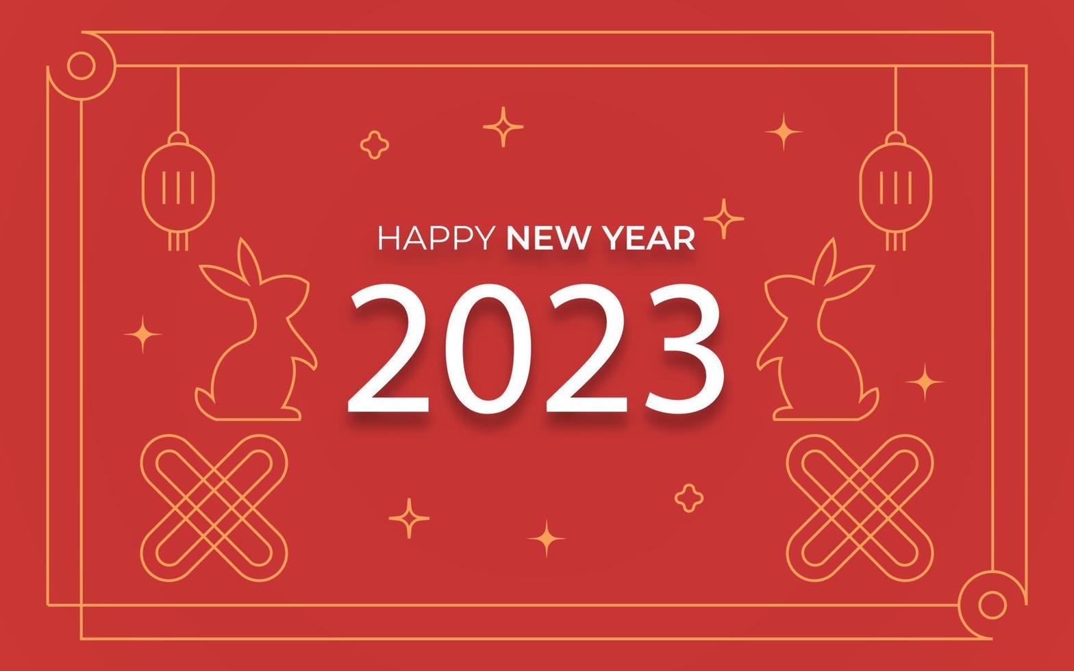 Chinese New Year 2023, year of the rabbit. Modern style linear design, banner and background vector