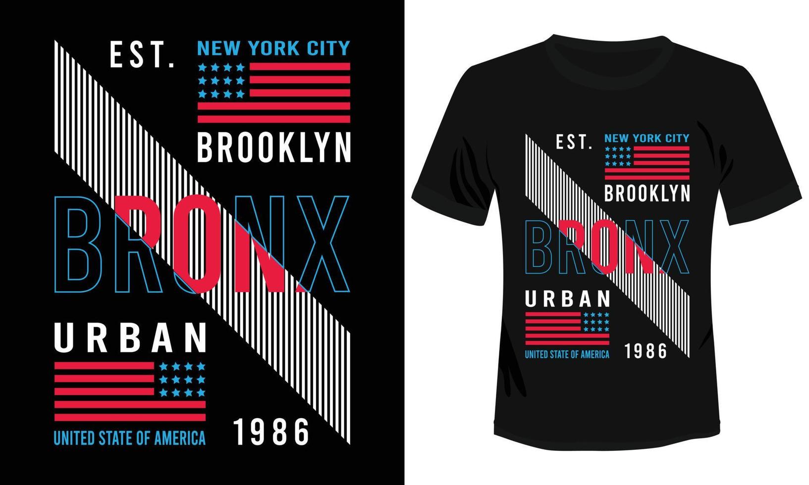 diseño de camiseta de la ciudad de nueva york de bronx brooklyn vector