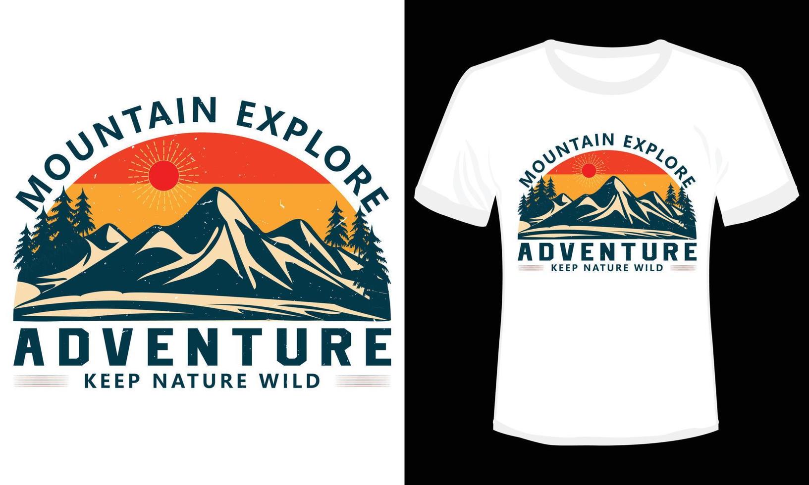 aventura de montaña explorar vector de diseño de camiseta