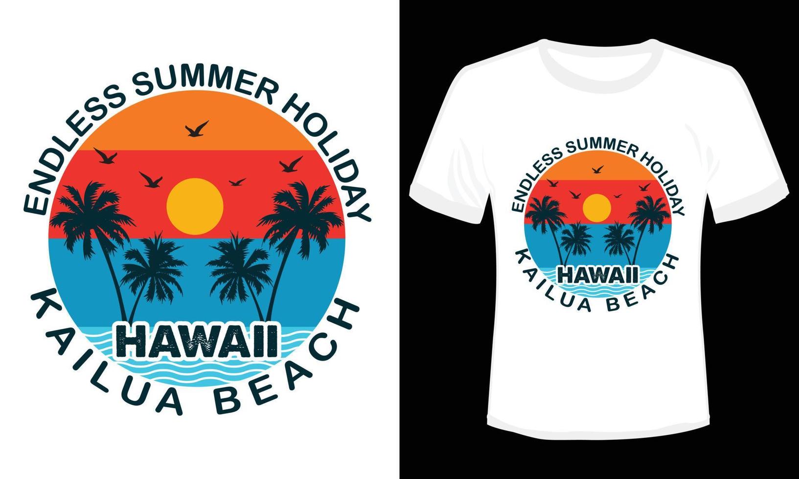 interminables vacaciones de verano hawaii camiseta diseño ilustración vector