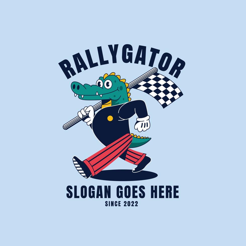 hand drawn alligator logo template design vector