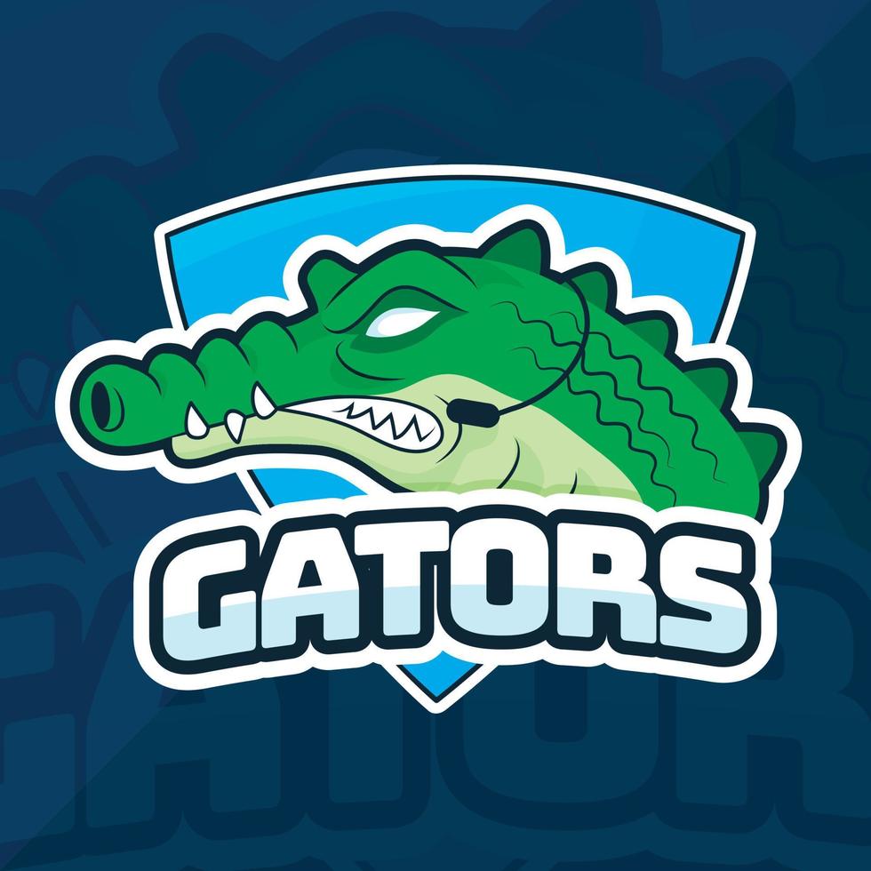 flat design alligator logo template vector