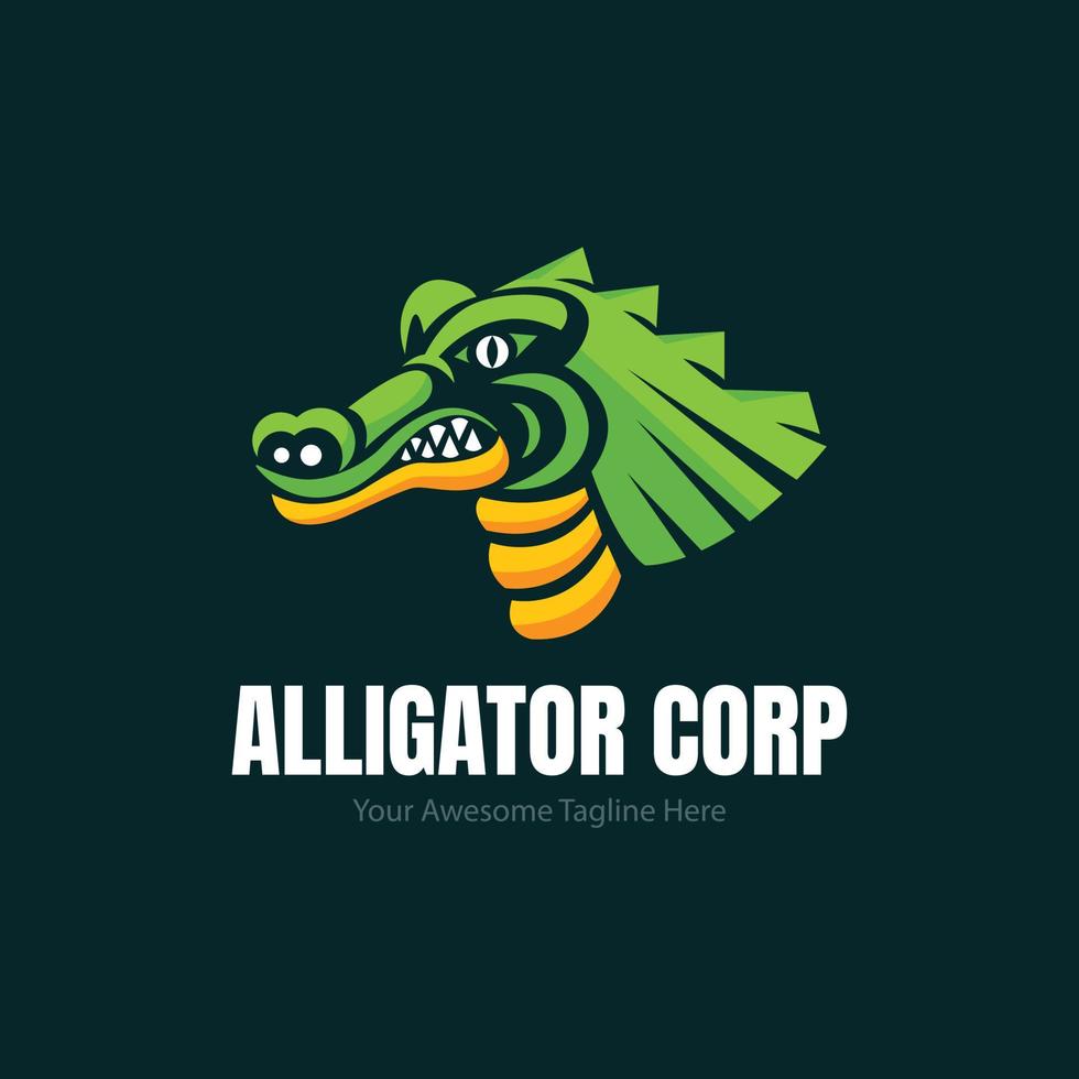 flat design alligator logo template vector