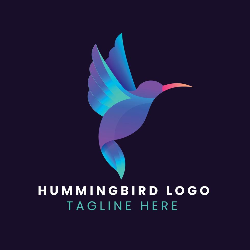 plantilla de logotipo de colibrí degradado vector