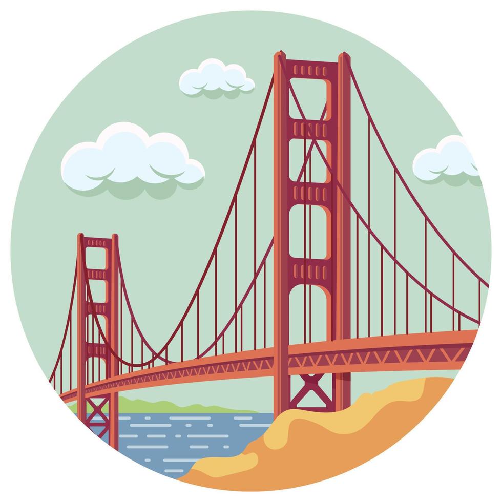 Landscape bridge beautiful illustration. vector