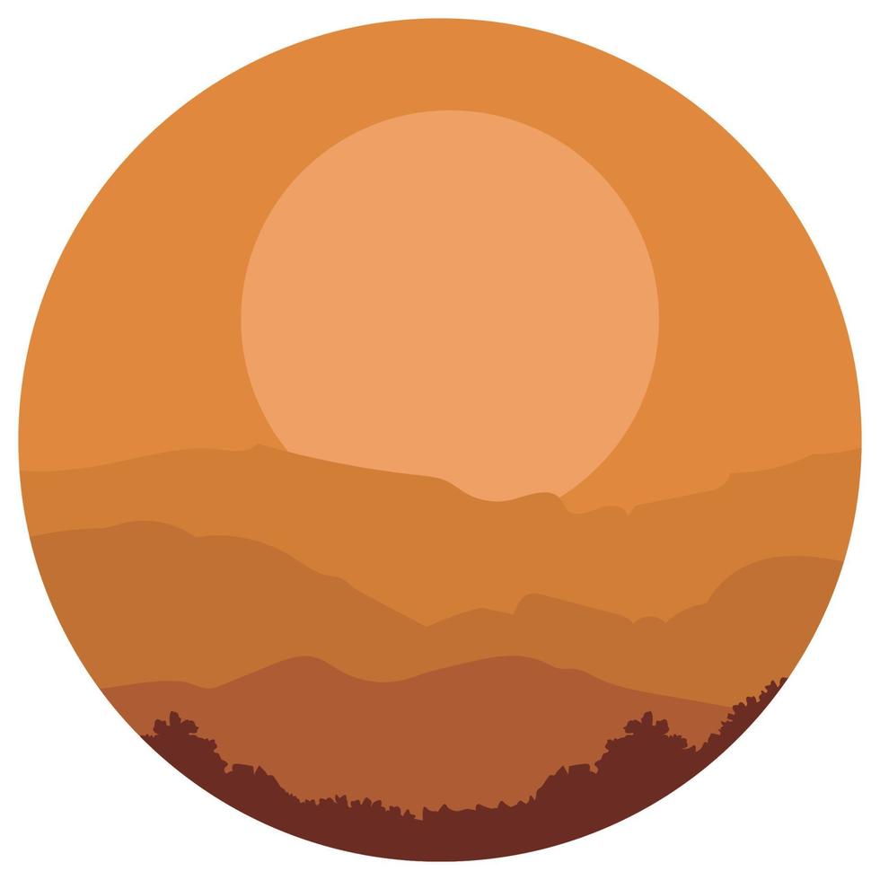 Landscape sunset nature beautiful illustration. vector