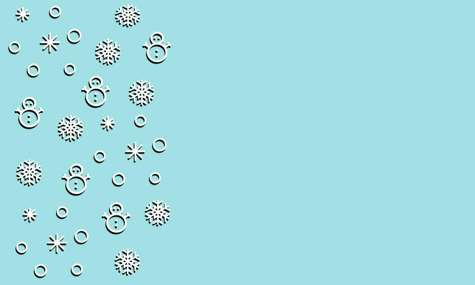 christmas day blue background with snow and snowman. Vector Illustration with place for your text