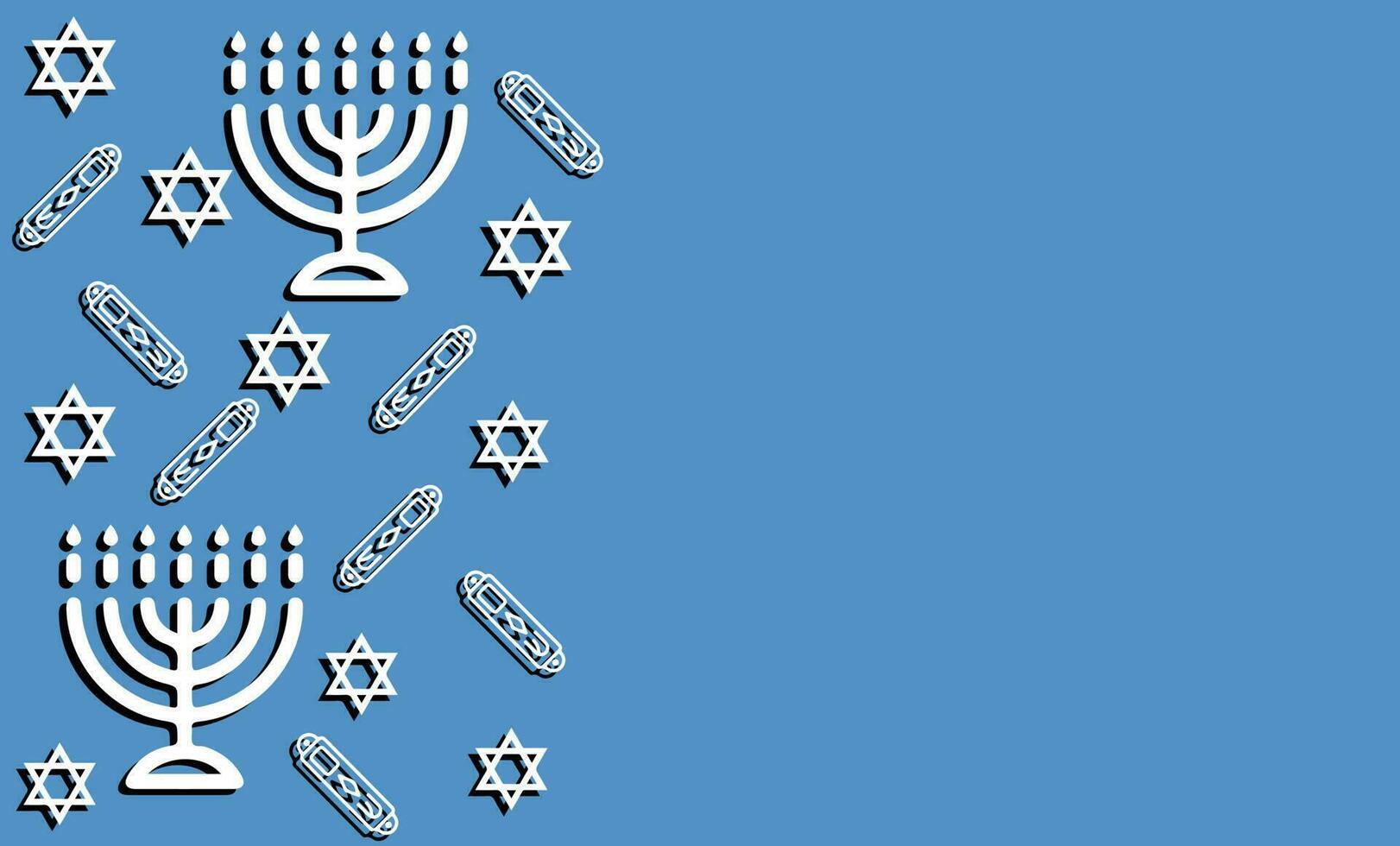 fondo azul del día de hanukkah con velas, estrella de david y mezuzá. ilustración vectorial con lugar para el texto vector
