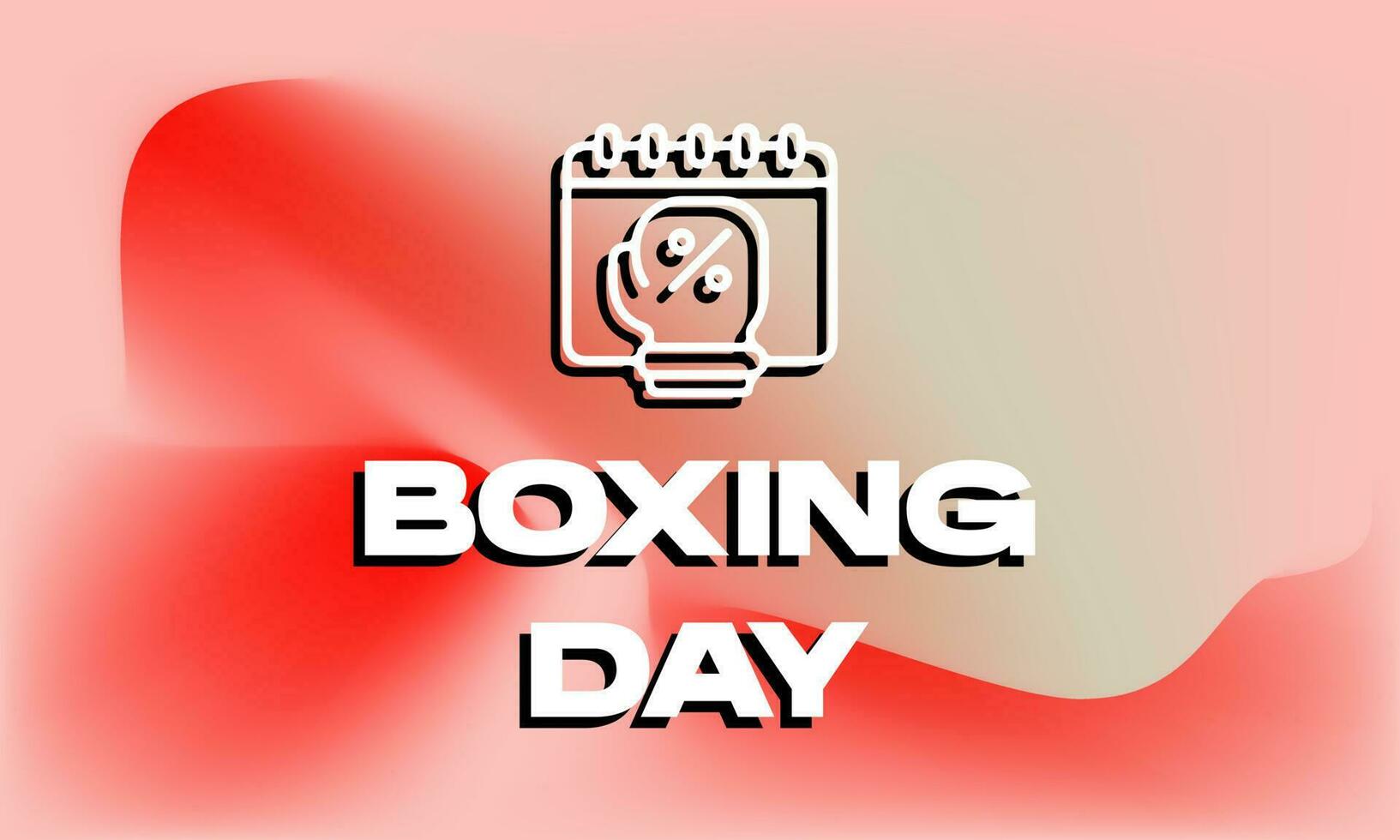 Boxing day card invitation with gradient red bacground. Vector Illustration. For poster, banner, social media