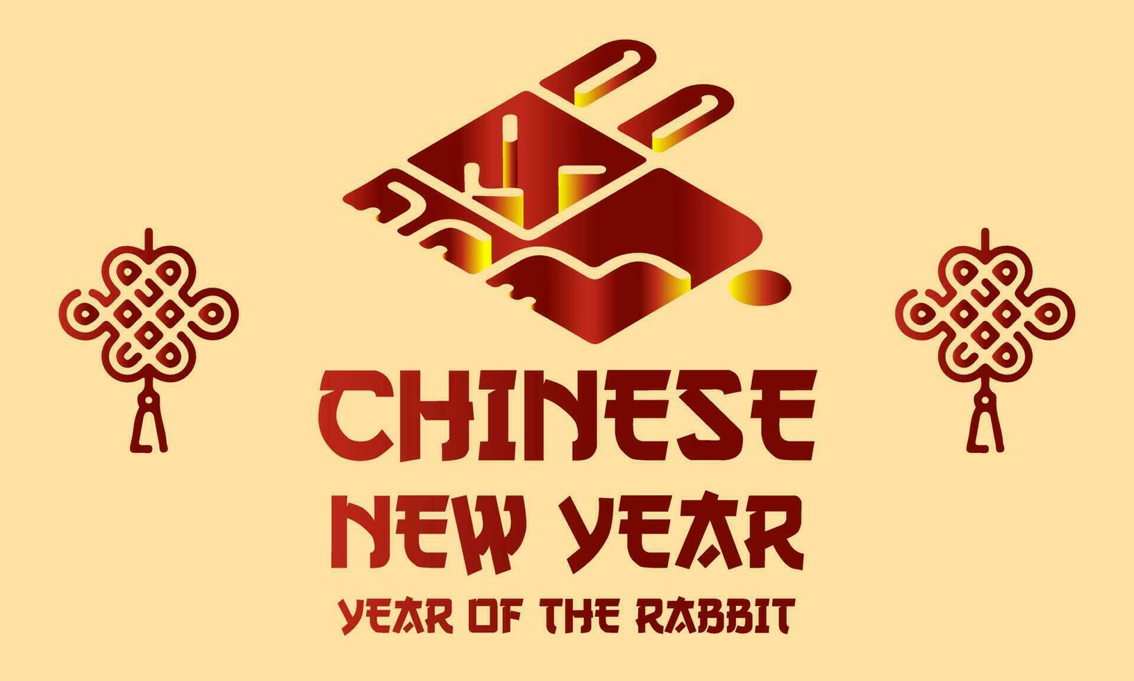 Happy Chinese New Year 2023 Rabbit greeting card. With Isometric Symbol Rabbit. Vector Illustration