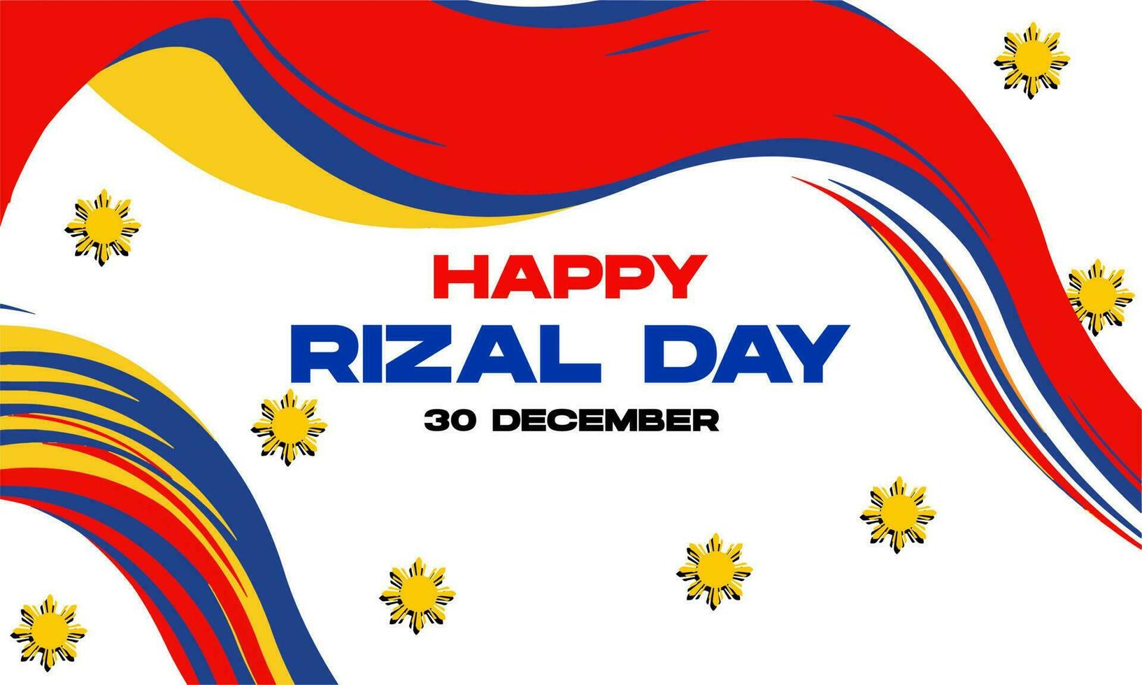 feliz tarjeta de felicitación del día de rizal. con bandera de filipinas. ilustración vectorial vector