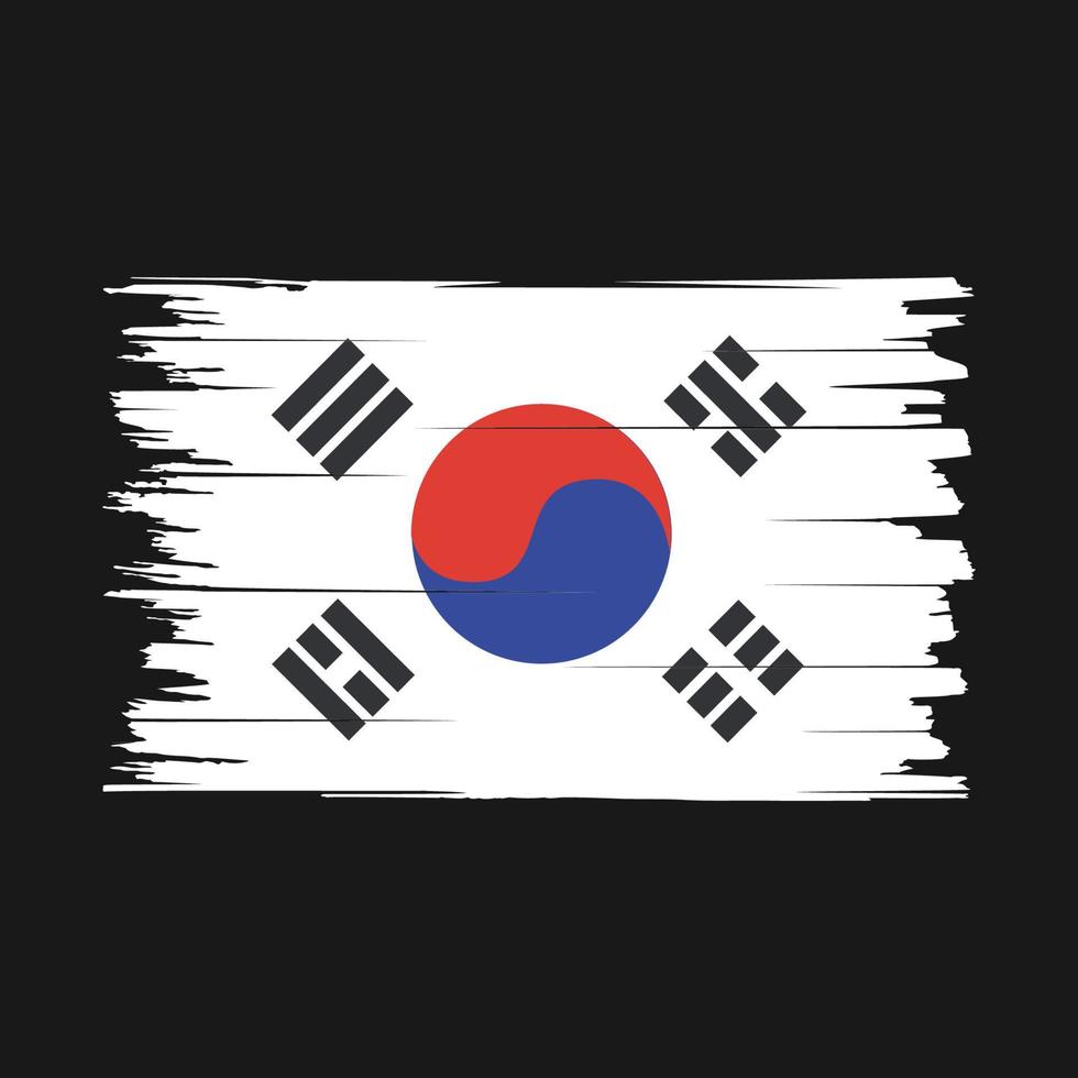 South Korea Flag Brush Vector