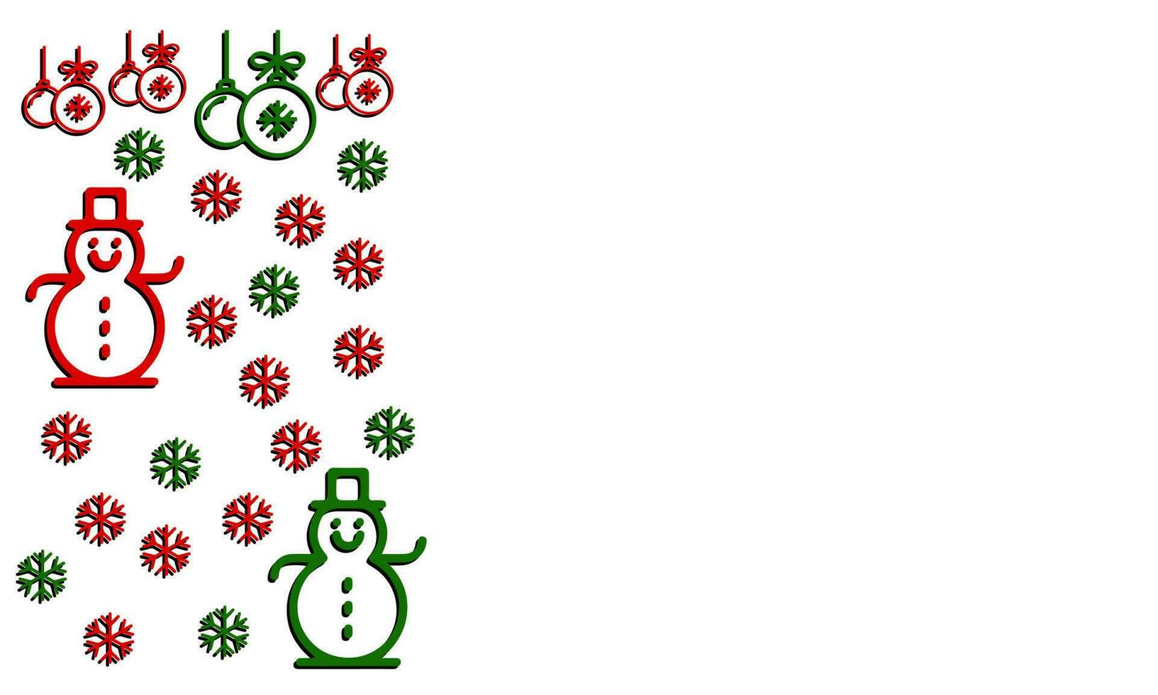 christmas day white background with snow, Christmas light and snowman. Vector Illustration with place for your text