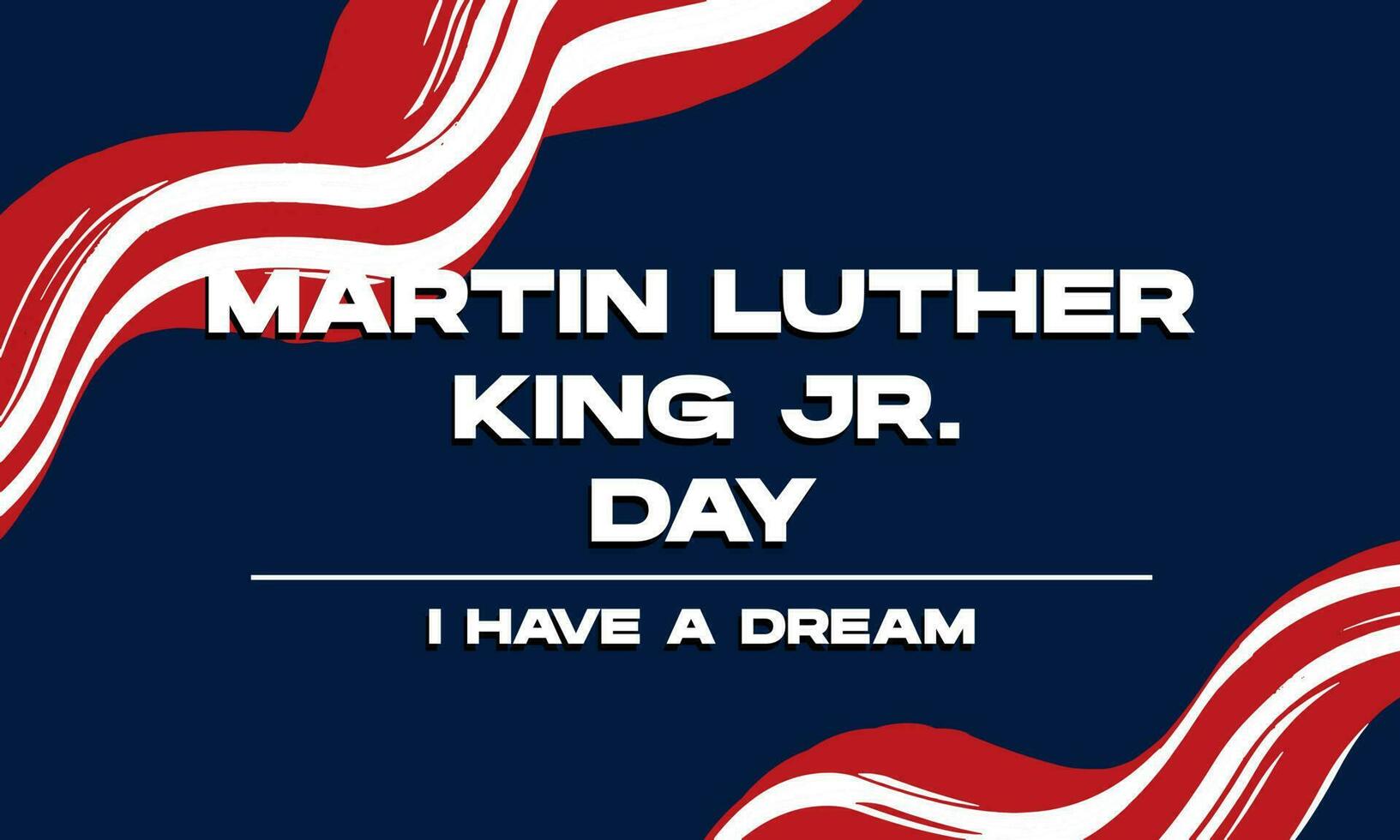 martin luther king day banner layout design with fluid wavy border frame flag america, vector illustration