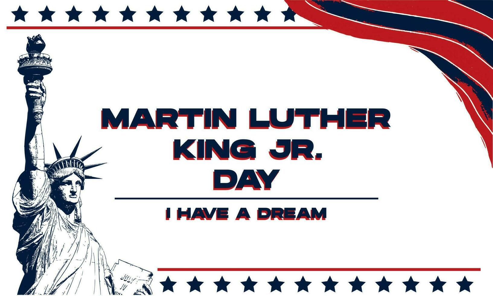 Martin Luther King hijo. día fondo blanco. con la estatua de la libertad. ilustración vectorial vector