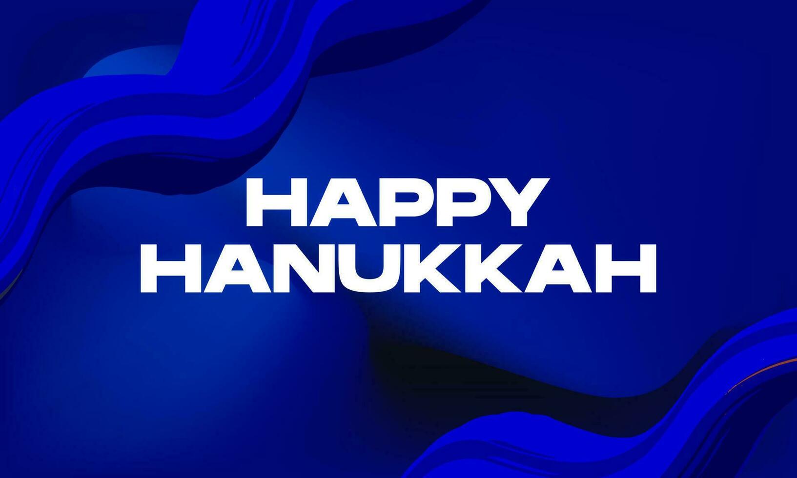 Happy Hanukkah Day greeting card with fluid wavy frame border with gradient mesh blue background vector