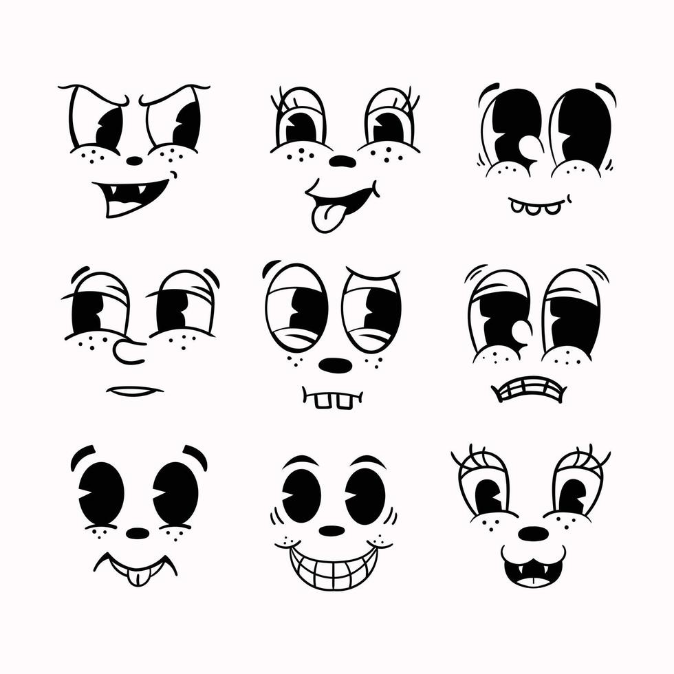 Set of retro cartoon expressions vector