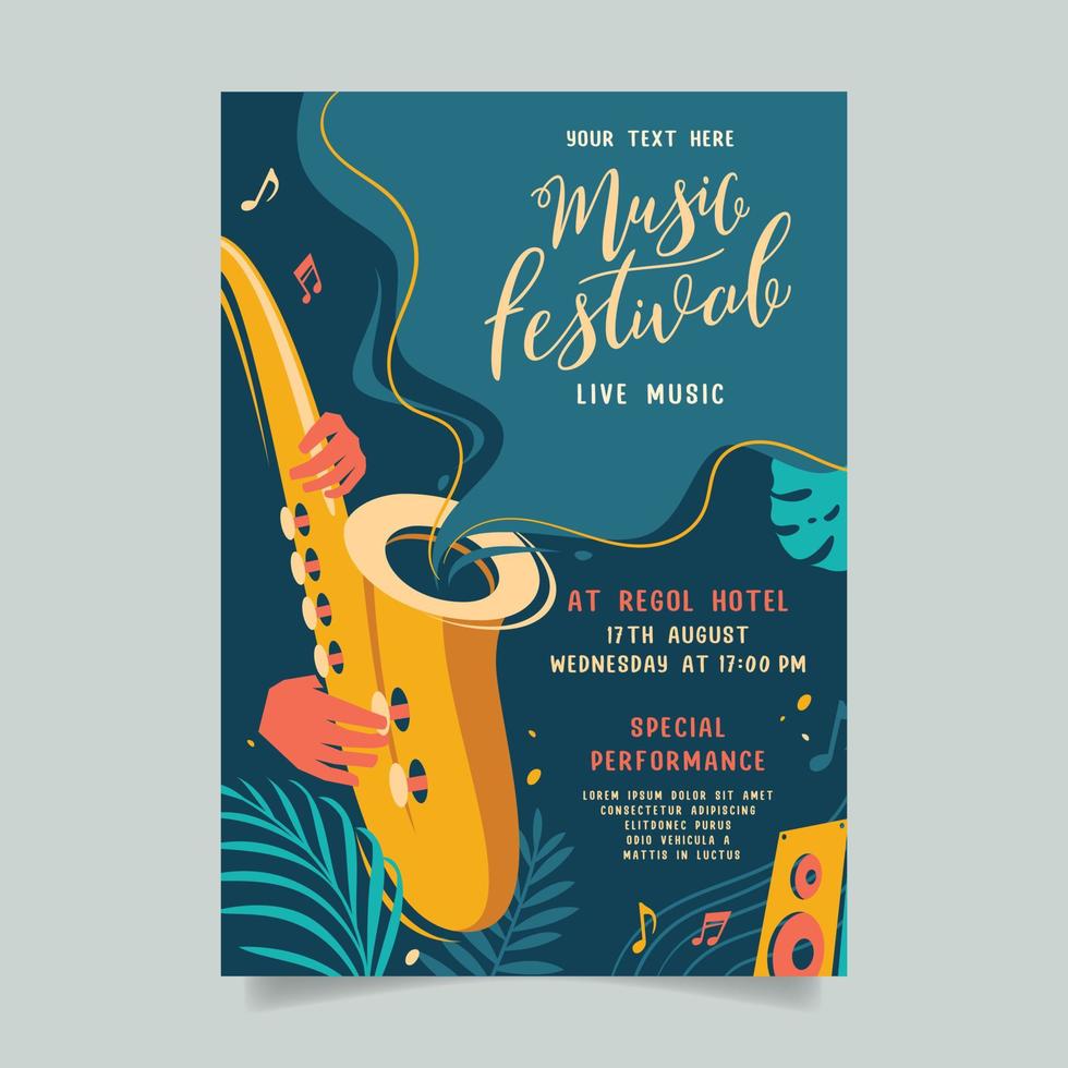 festival de música en estilo creativo con diseño de plantilla de forma moderna vector