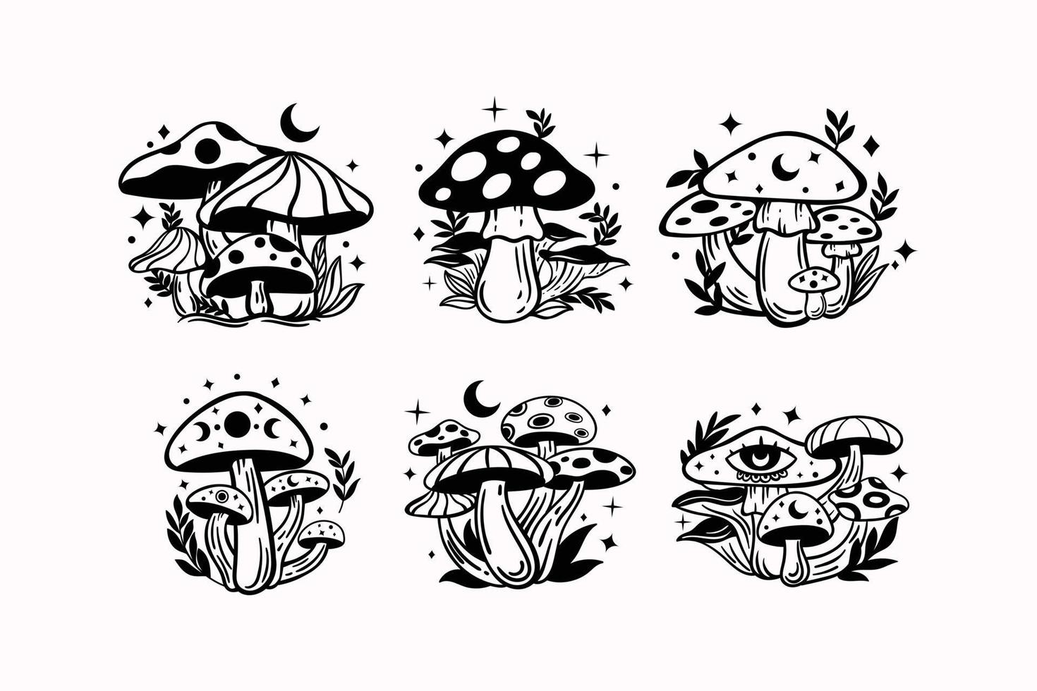 Celestial witchy mushroom with mystical boho elements vector