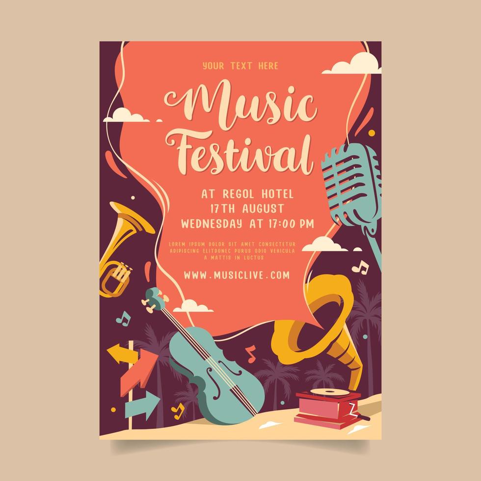 Music party festival in creative style with modern shape template design vector