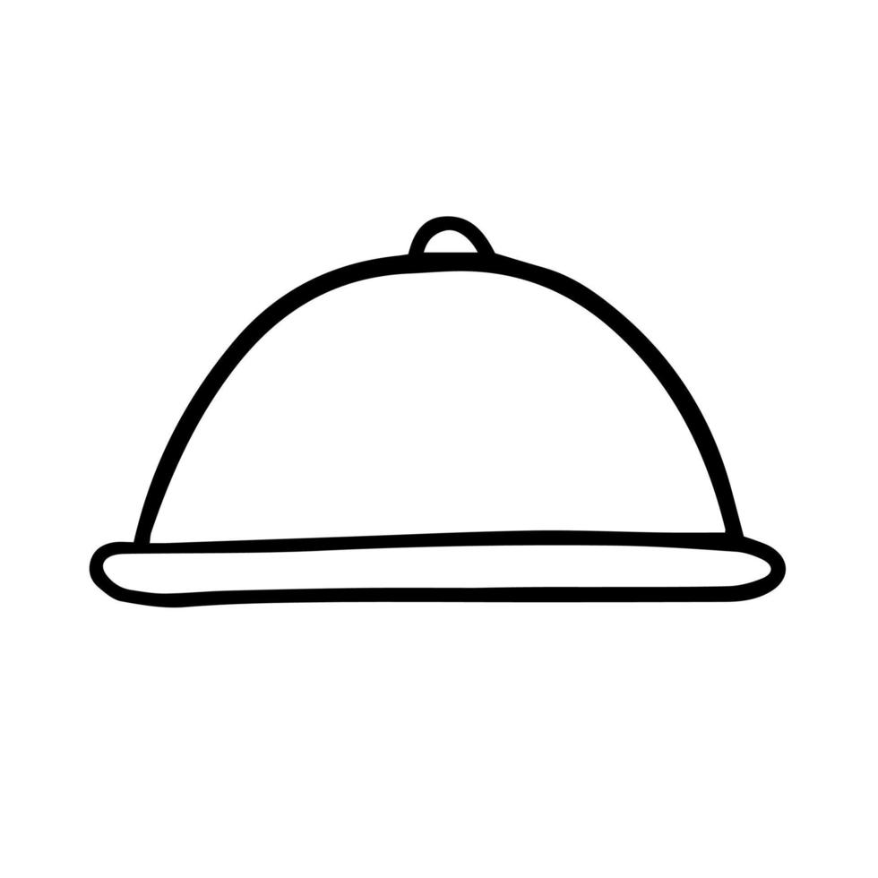 Doodle holding cloche serving plate vector