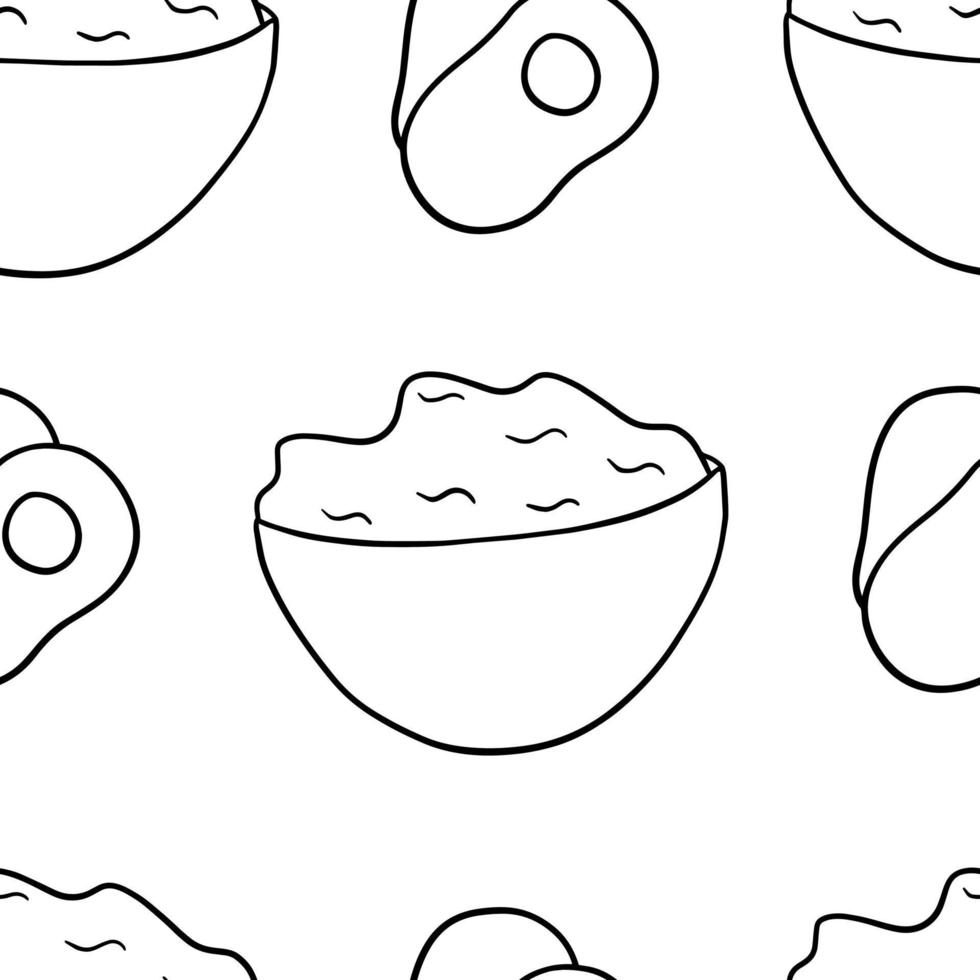 Doodle seamless pattern Green guacamole with avocado vector