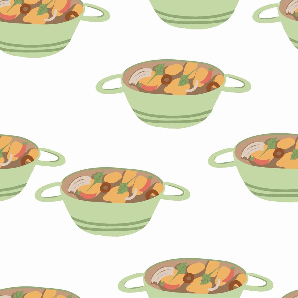 Seamless pattern Chinese kung pao chicken and shrimp vector