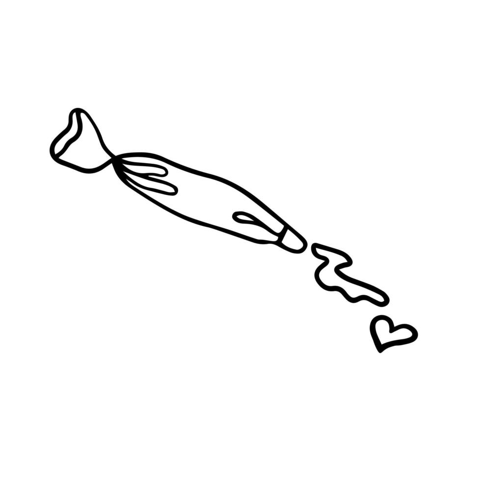 Doodle pastry bag with cream vector