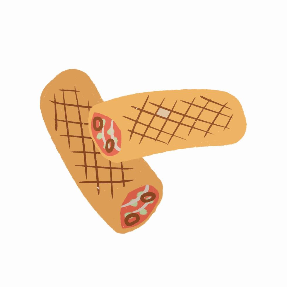 Burrito with vegetables and tortilla vector