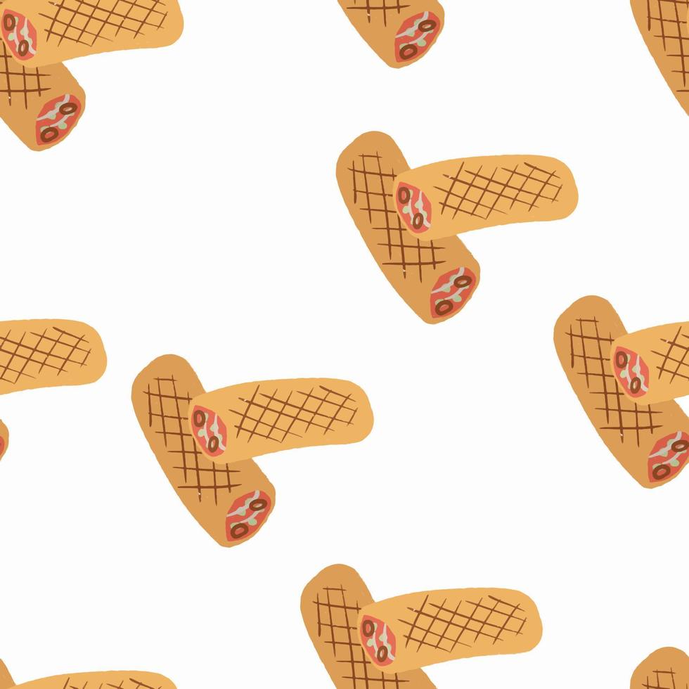 Seamless pattern Burrito with vegetables and tortilla vector
