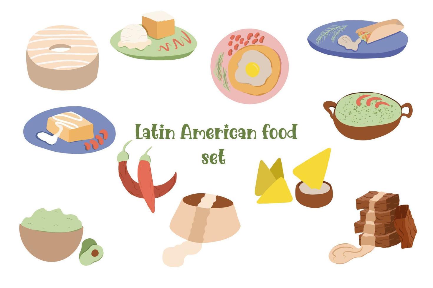 Set of various traditional mexican food vector