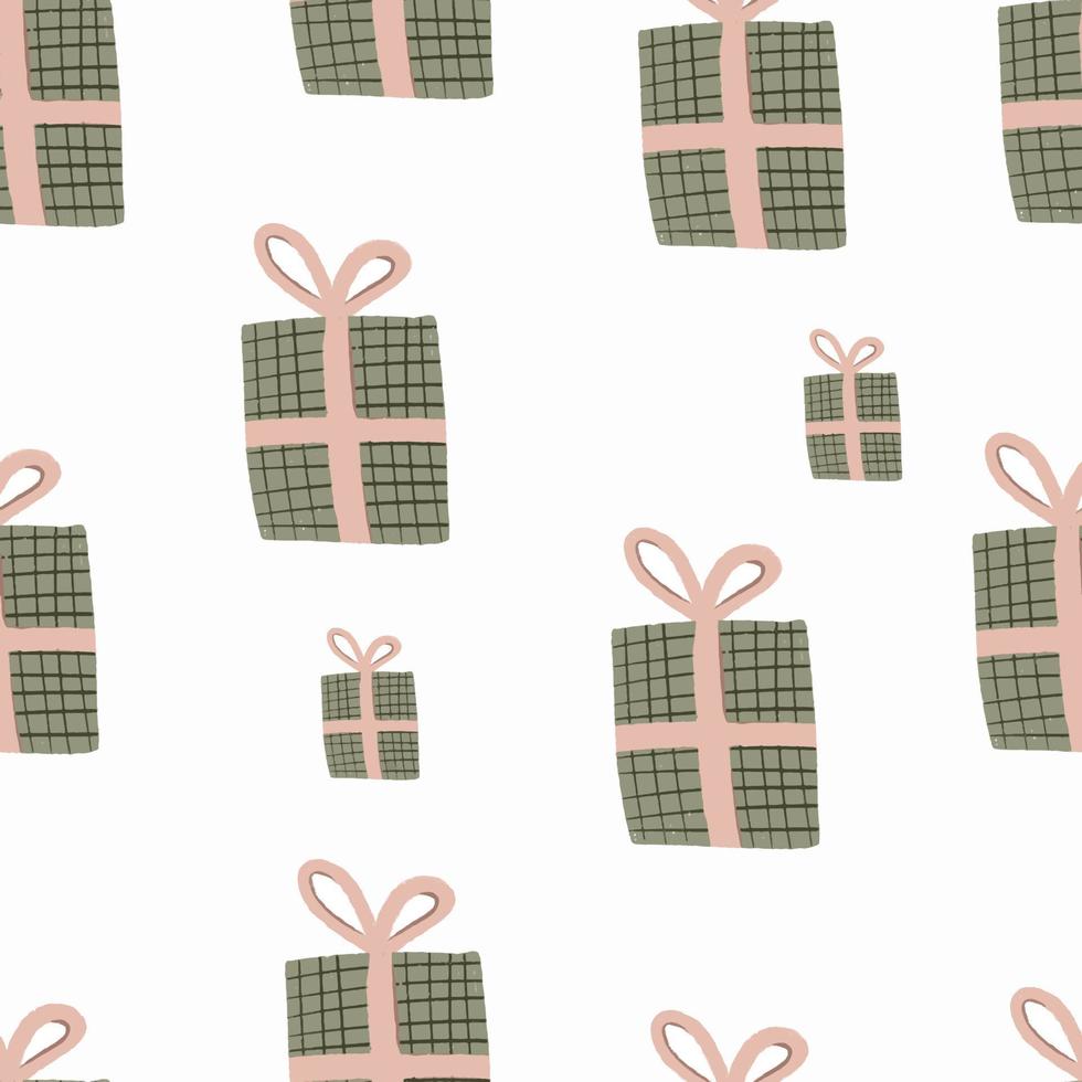 Seamless pattern new year gift vector