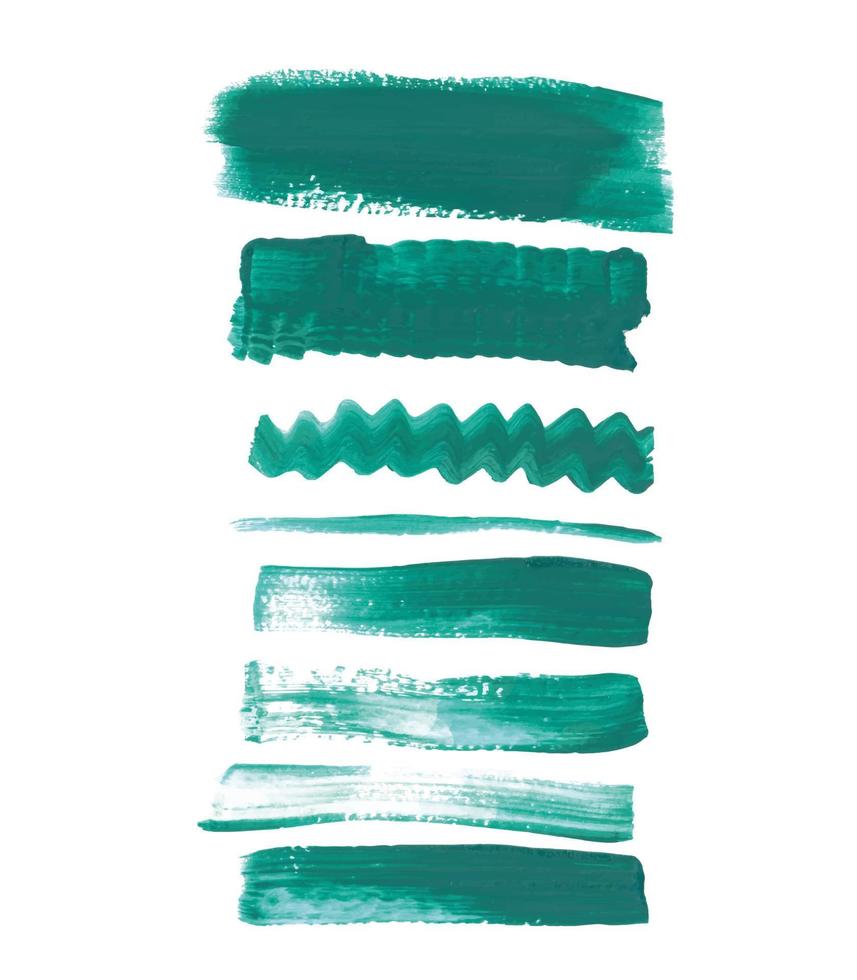 Set of turquoise sea strokes. Gouache, acrylic brushes strokes for decorating business cards, invitations, packaging. vector