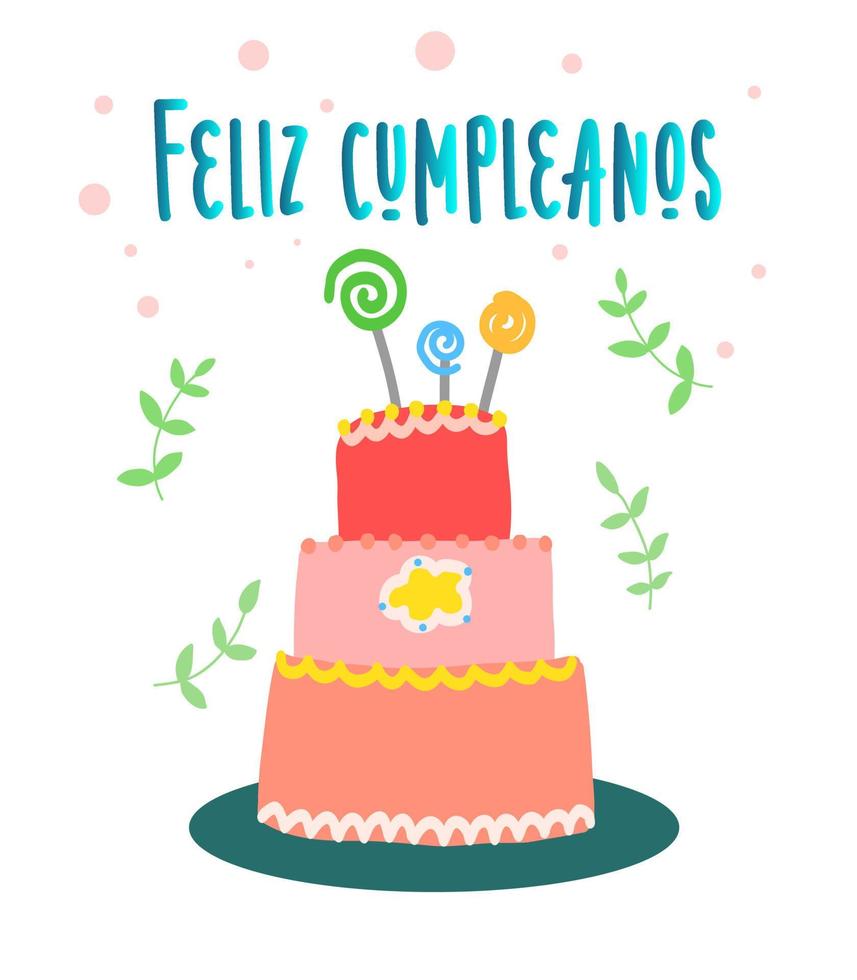colorido feliz cumpleaños en español. tarjeta de cumpleaños, plakat vector