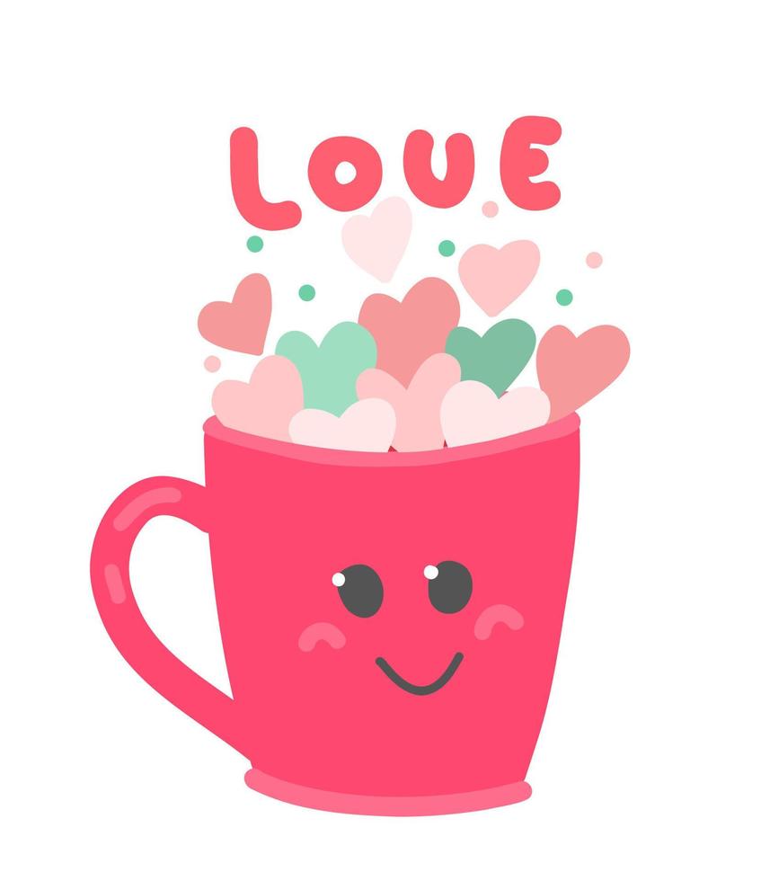 Mug illustration for valentine's day. vector