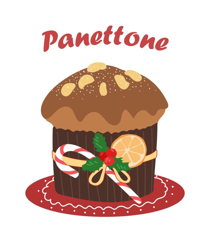 Panettone. postre tradicional italiano. hornear panettone para pascua y navidad. vector