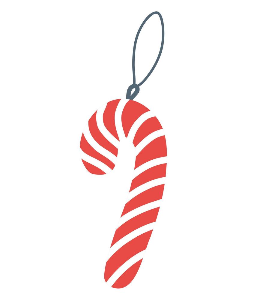 icono de Navidad de piruleta. juguete de navidad piruleta rojo-blanco.ilustración vectorial aislada en fondo blanco vector