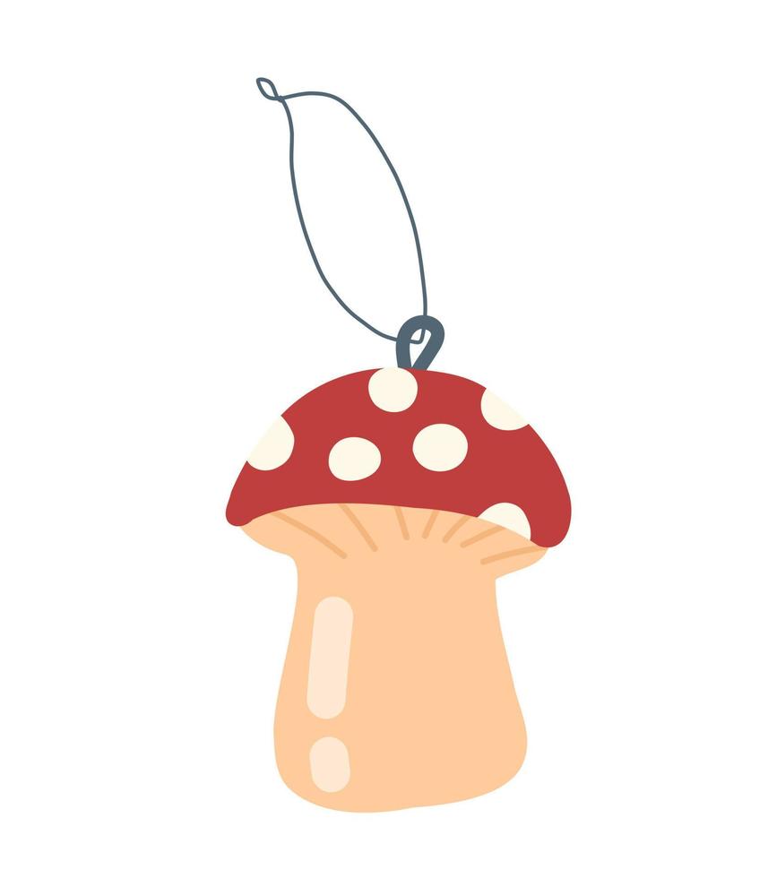 Fly agaric mushroom Christmas toy. Fly agaric simple illustration vector