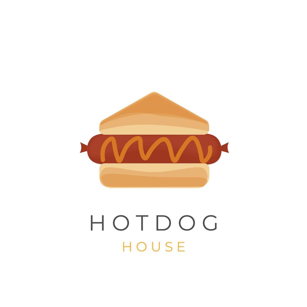 Hot Dog House Illustration logo vector