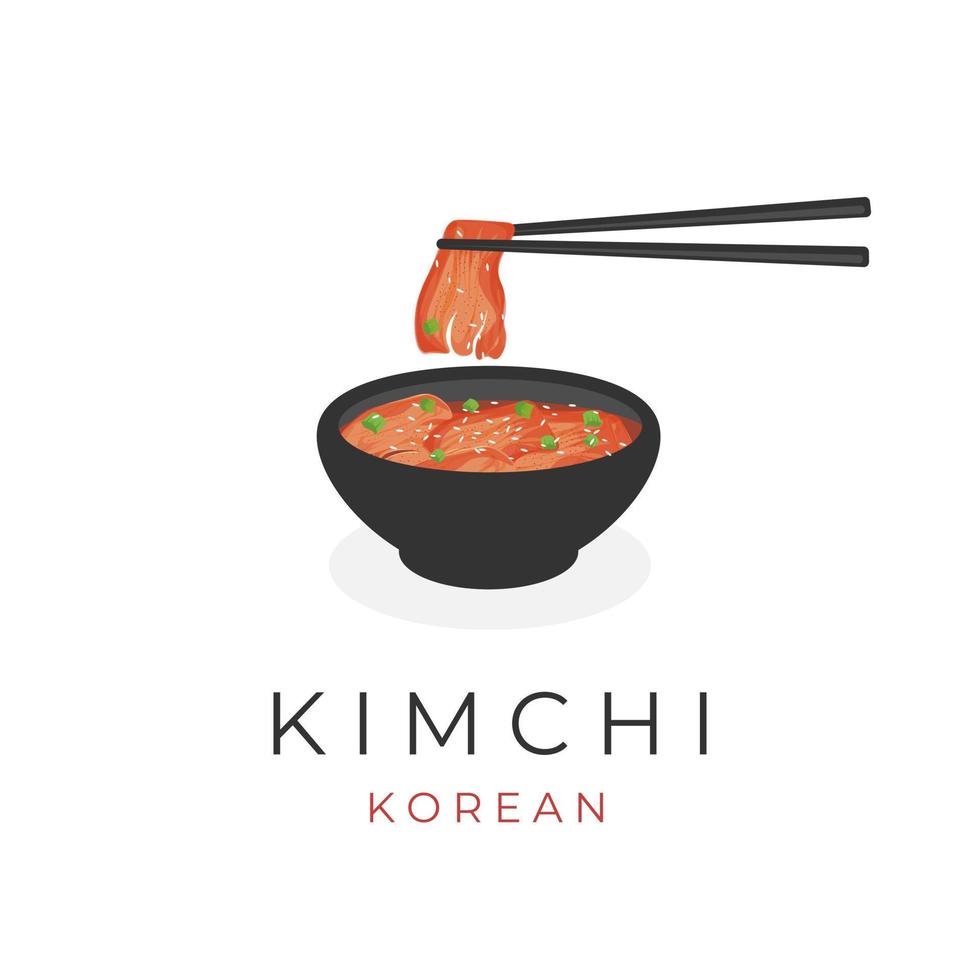 delicioso kimchi comida coreana ilustración logo vector