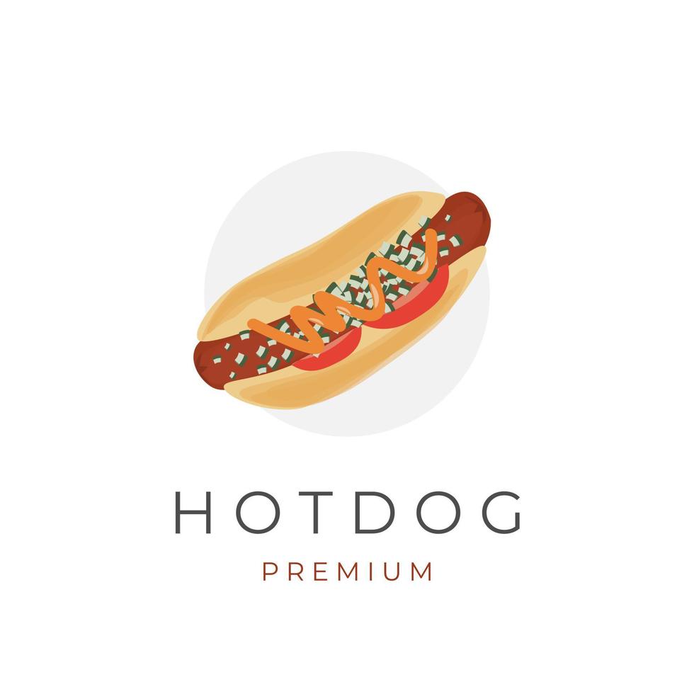 logotipo de ilustración de vector de perro caliente de chicago