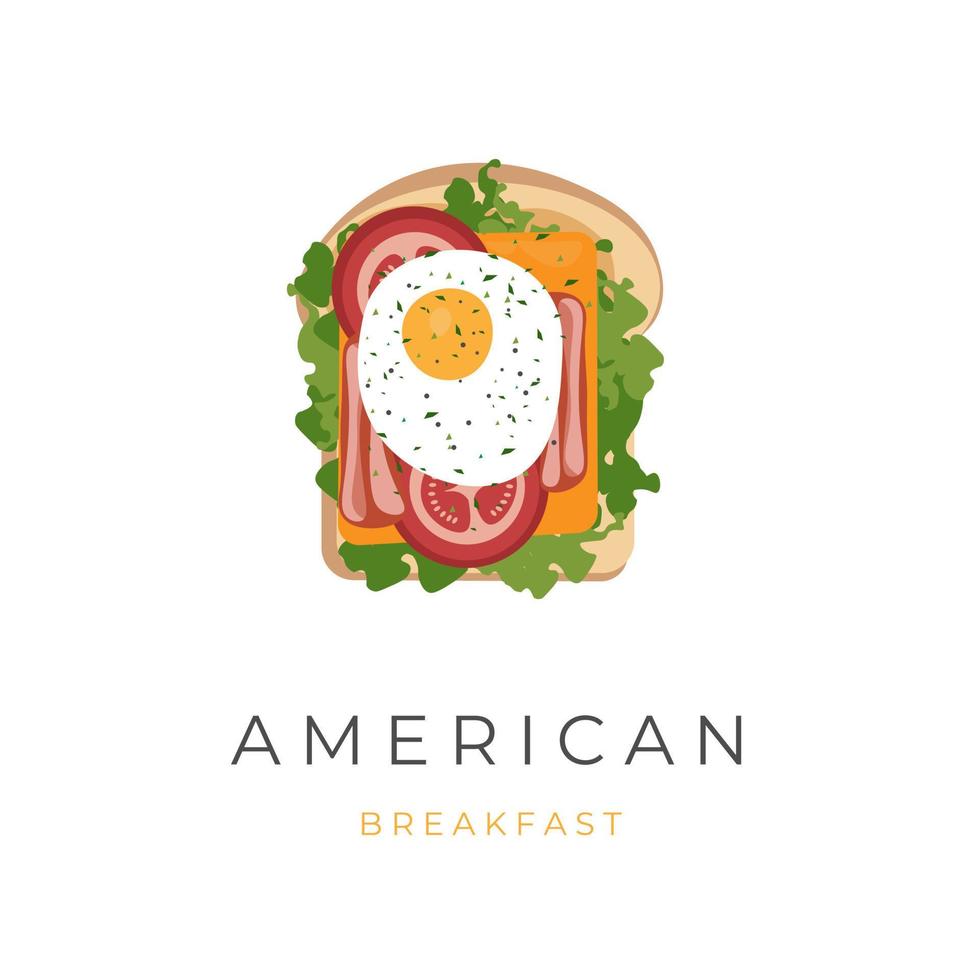 American Breakfast Illustration of Toast With Delicious Stuffing vector