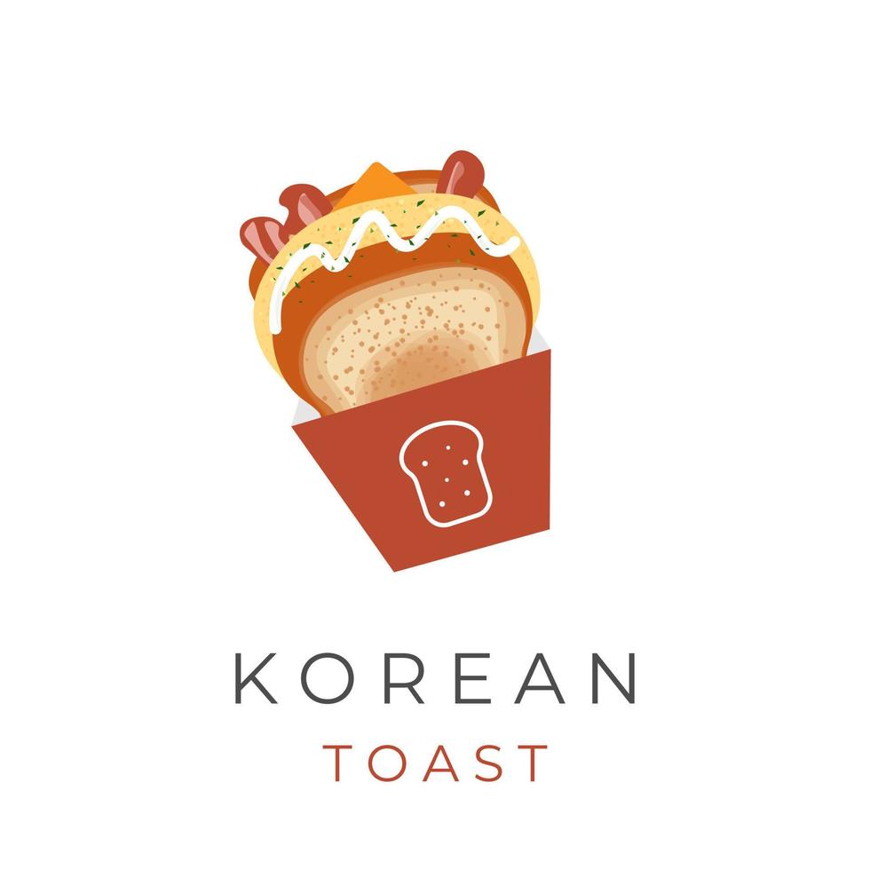 Korean Toast Street Food Breakfast Illustration Logo vector