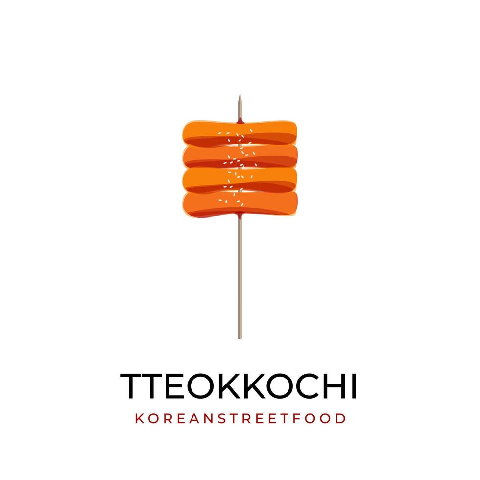 logotipo de ilustración tteokbokki con brocheta de bambú o tteokkochi vector