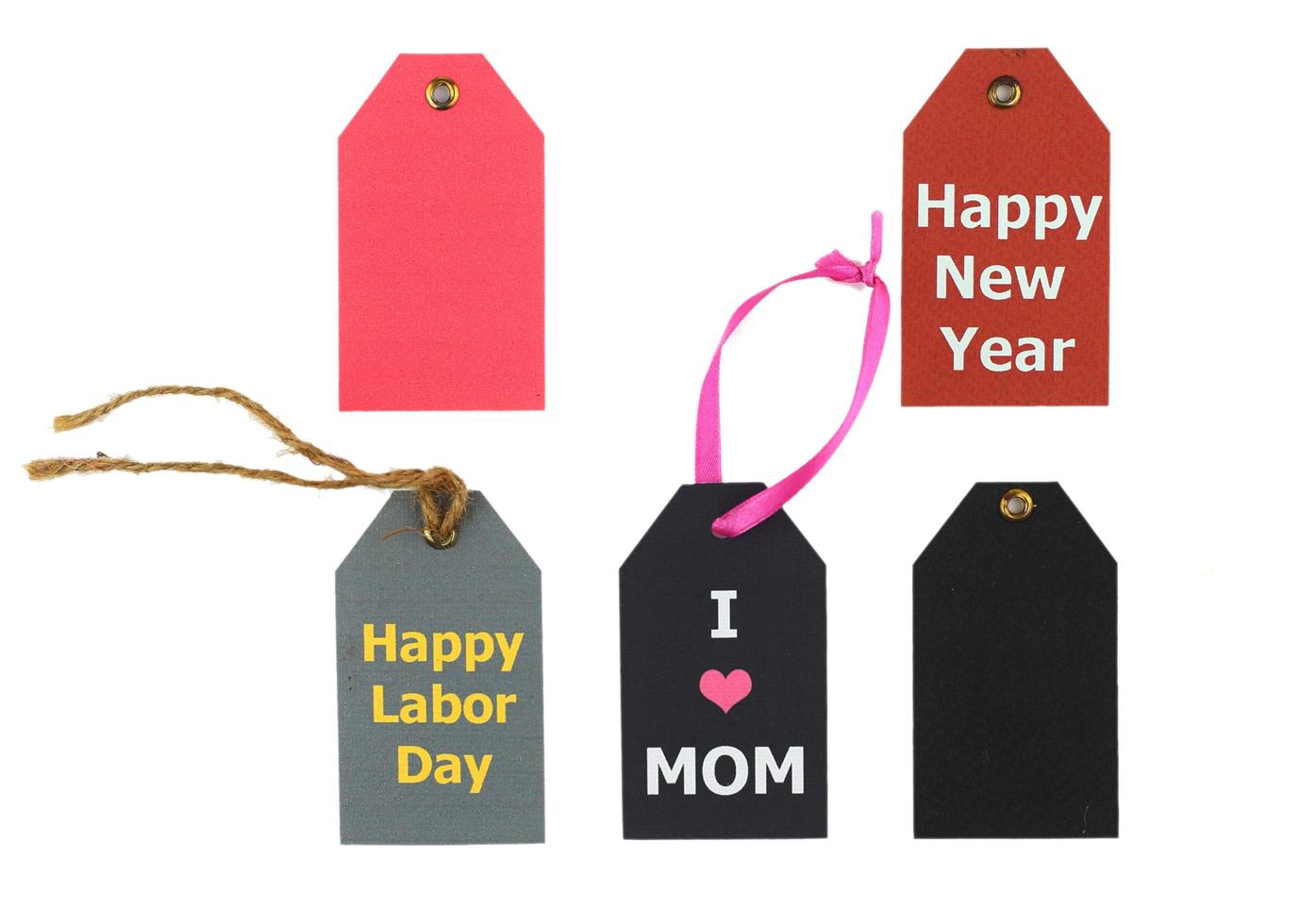 Set of blank paper tag, greeting tag isolated on white photo